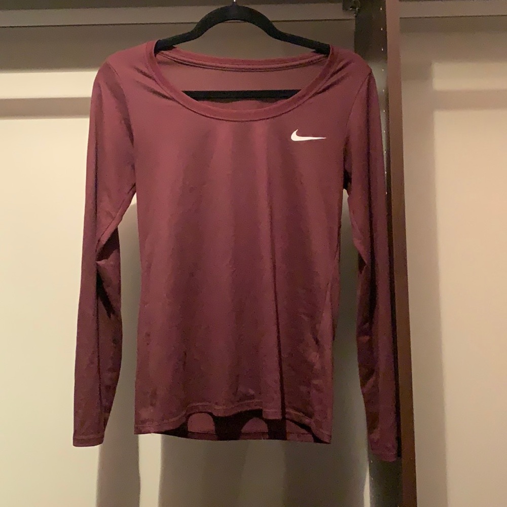 Maroon Nike Long Sleeve Crew Neck Shirt